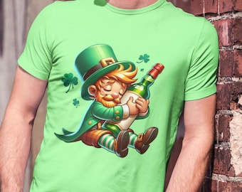 Maglietta di San Patrizio con folletto ubriaco: maglietta unisex per le festività irlandesi