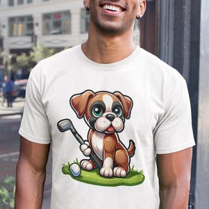 Boxer Dog Golf T-Shirt, Funny Golf Tee, Animal Lover Gift, Dog Mom Shirt, Golfing Gift, Dog Dad Apparel