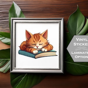 Sleeping Cat Vinyl Sticker - Laminated Option