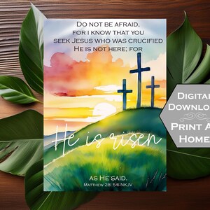 Tarjeta imprimible - Resucitó - Tarjeta de Pascua - Descarga digital
