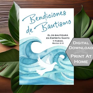 Printable Card - Bendiciones de Bautismo - Baptism Blessings in Spanish - Digital Download
