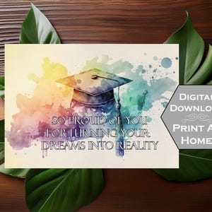 Carte imprimable - Rêves de diplômé - Félicitations - Remise des diplômes - Téléchargement numérique