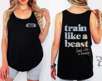 Train Like a Beast Look Like a Beauty Tank Top, Muscle Mommy Tank Top, Bodybuilding Tank, Fitness Women Tank Top, Gym Workout Tank Top