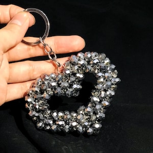 Crystal Beaded Heart Keychain: Handmade Bag Charm