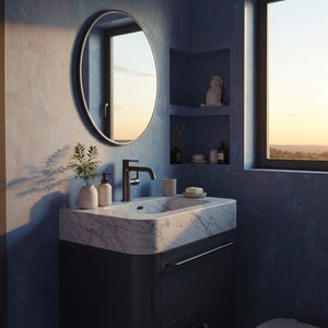 Carrara Marble Wall Mount Sink: Modern Bathroom Vanity, Polished Stone Basin