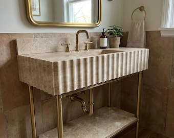 Travertine Marble Sink Designs to Elevate Your Bathroom M4M004
