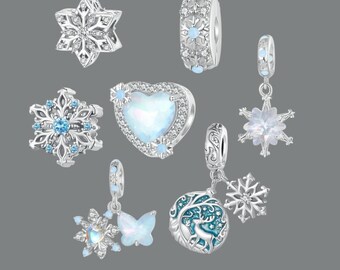 WOSTU 925 Sterling Silber Eiskristall Charms Winter Murano Perlen Perle Anhänger Original Fit Für Frauen Halskette Weihnachten Schmuck Geschenk