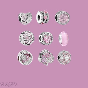 Pink Charms, Daisy Charms, Flower Charms, S925 Sterling Silver Charms, Pink Flower Charms, Gift For Her, Fits Pandora Bracelet