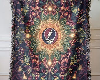Grateful Dead Stealie Mandala Woven Throw Blanket