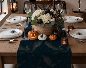 Flying Bats Halloween Table Runner: Spooky Dining Decor