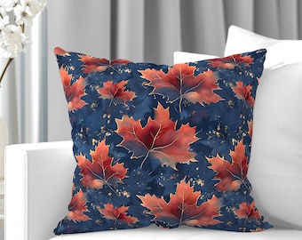 Autumn Maple Leaves Faux Suede Pillow Cover: Fall Throw Pillow