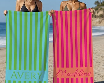 Personalized Stripe Beach Towel
