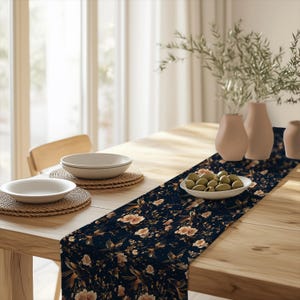 Cherry Blossom Table Runner, Chinoiserie Runner, Floral Table Linens, Printed Table Linens, Dining Table Decor
