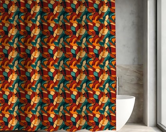 Abstract Shower Curtain: Vibrant Boho Bathroom Decor