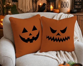 Jack-o-lantern Throw Pillow | Pumpkin Halloween Decor