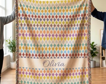 Manta tejida con estampado moderno de mediados de siglo personalizada