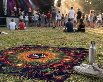 Manta de picnic Stealie Mandala, imprescindible para festivales.