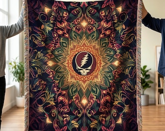 Grateful Dead Stealie Mandala Woven Throw Blanket