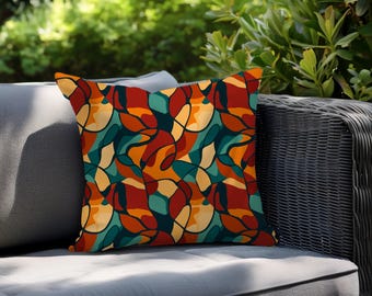 Vibrant Boho Outdoor Pillow: Water & UV Resistant Patio Decor