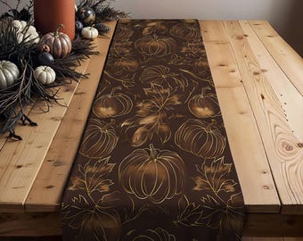 Pumpkin Table Runner: Fall Thanksgiving Meal Decor