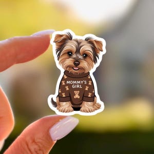 Schattige Yorkshire Terrier sticker kawaii Yorkshire Terrier sticker Mommys Girl hond bidon sticker Tumbler sticker vinyl hond laptop sticker