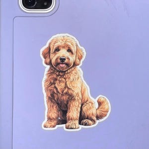 Goldendoodle Sticker Kawaii Puppy Portrait Vinyl Decal for Laptop Water Bottle Matte Waterproof