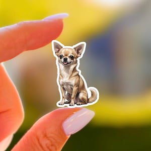 Chihuahua Sticker Kawaii Puppy Portrait Vinyl Decal for Laptop Water Bottle Matte Waterproof