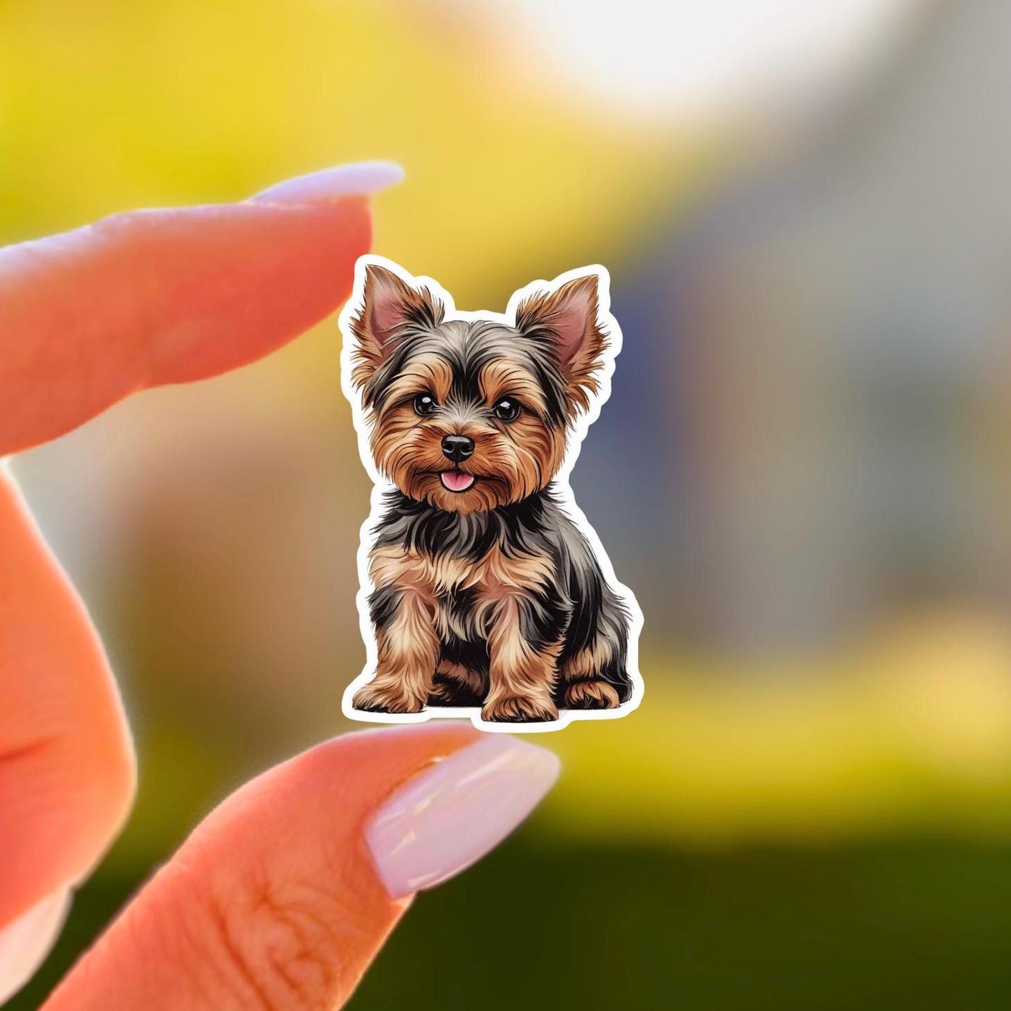 Yorkie Sticker Kawaii Puppy Vinyl Dog Portrait Decal for Laptop Water ...