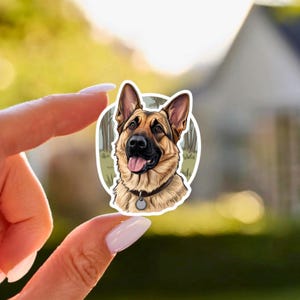 German Shepherd Sticker Kawaii Dog Portrait Vinyl Decal for Laptop Water Bottle Matte Waterproof