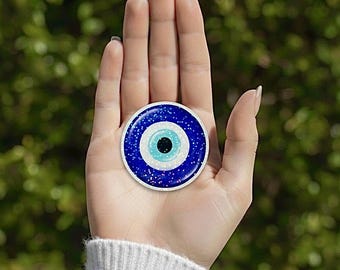 Blue Evil Eye Sticker, Holographic Vinyl Decal, Waterproof