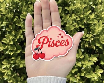 Pisces Zodiac Sticker: Red Vinyl Waterproof Decal