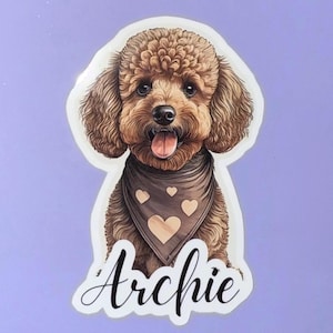 Custom Mini Poodle Sticker – Personalized Dog Name Vinyl Matte, Waterproof for Laptop, Water Bottle & Tumbler