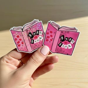 Burn Book Sticker – Y2K Retro Pink Vinyl Decal