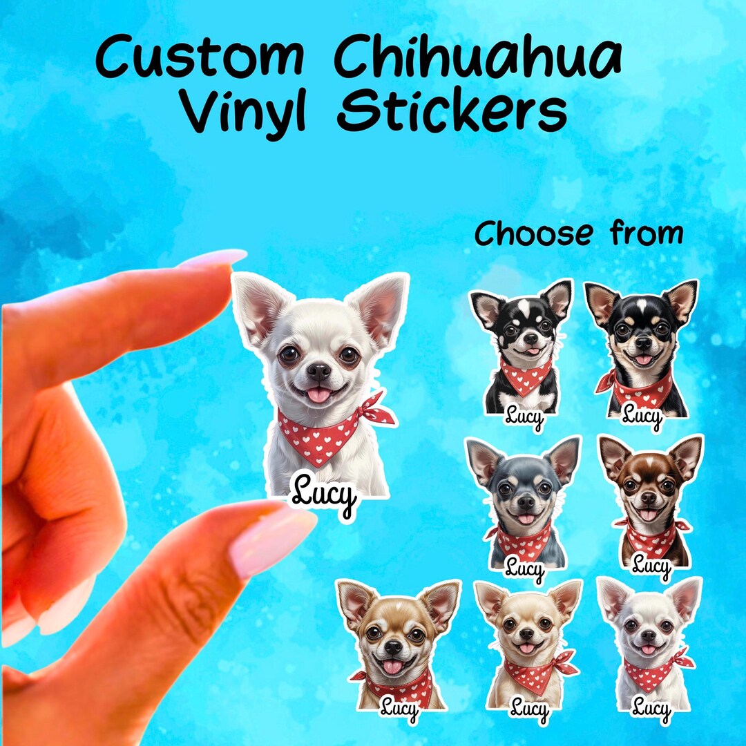 Custom Chihuahua Sticker: Waterproof Dog Laptop Decal - Etsy