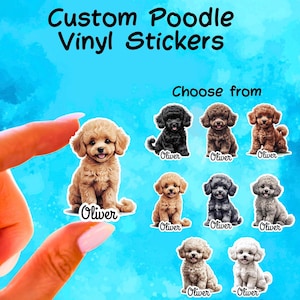 Custom Toy Poodle Sticker Kawaii Dog Portrait Vinyl Decal Personalized for Laptop Water Bottle Tumbler Matte Waterproof
