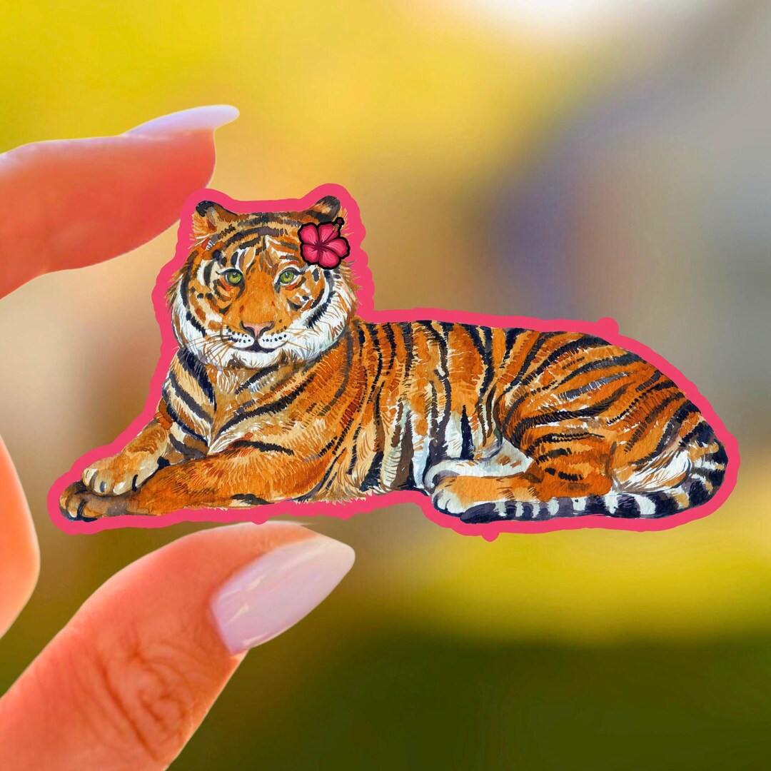 Tiger Stickers Tiger Sticker – Kawaii Animal Vinyl Decal, Matte Waterproof for Laptop ...