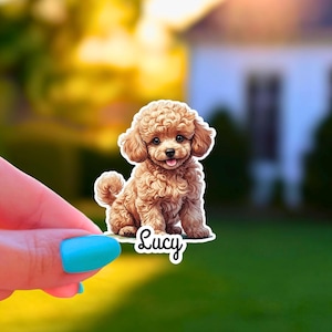 Custom Apricot Poodle Sticker – Kawaii Vinyl Decal for Laptop, Water Bottle & Dog Lovers