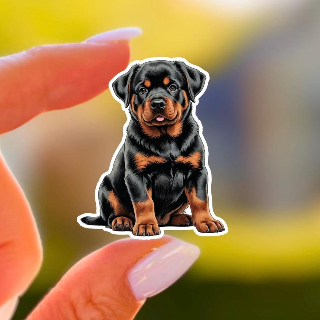 Rottweiler Sticker – Kawaii Vinyl Puppy Decal, Waterproof for Laptop ...