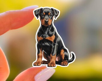 Kawaii Doberman Puppy Sticker, Waterproof Matte Vinyl Decal