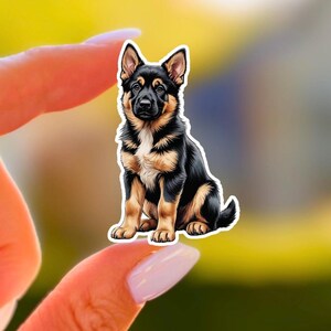 German Shepherd Sticker Kawaii Puppy Portrait Vinyl Decal for Laptop Water Bottle Matte Waterproof
