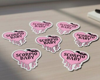 Scorpio Baby Sticker – Black Heart Halloween Vinyl Decal, Y2K Retro Waterproof Laptop & Water Bottle