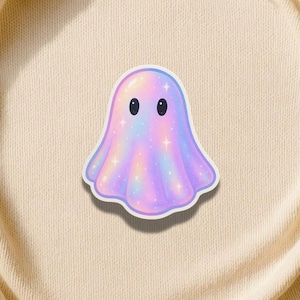 Halloween Ghost Sticker Holographic Y2K Vinyl Decal Spooky Cute Aesthetic Waterproof Sticker for Laptop Water Bottle Planner Gift Fun