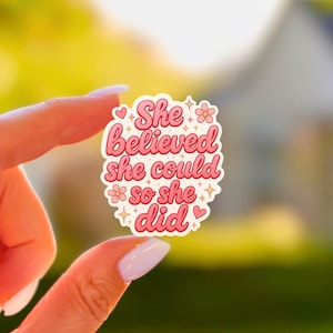 Motivational Quote Sticker Pink Bubble Letters – Cute Girly Aesthetic Vinyl Decal, Positive Affirmation Waterproof Matte Sticker for Laptop