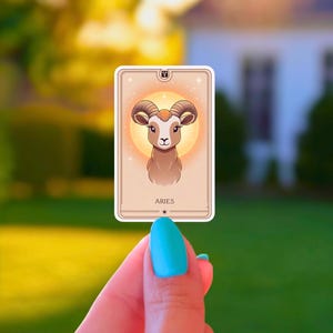Adesivo do Zodíaco de Áries | Adesivo de Áries | Adesivo de Carta de Tarô | Garrafa de Água | Laptop | Adesivos para Celular | Adesivo de Astrologia | Vinil à Prova D'água