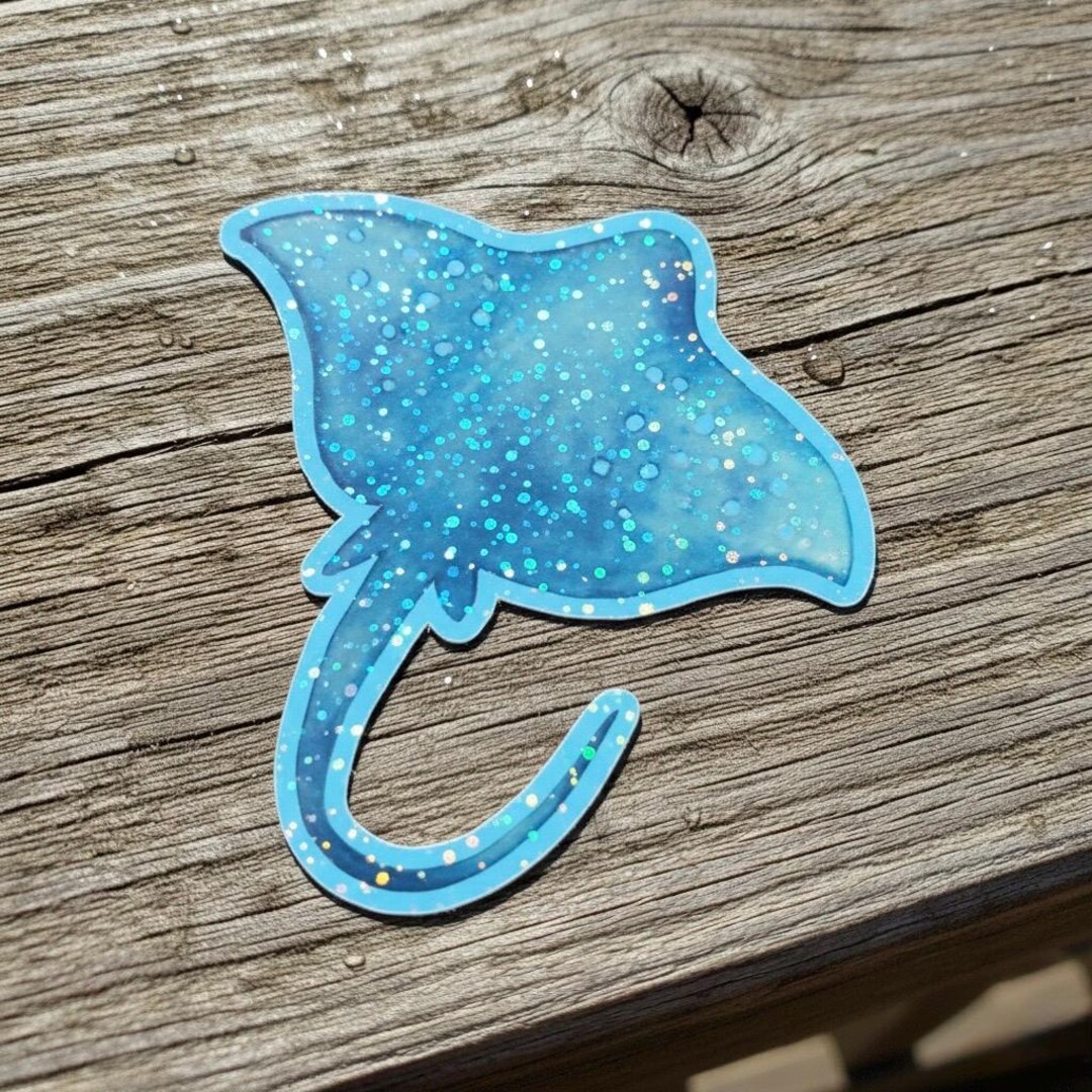 Holographic Stingray Sticker – Iridescent Ocean Ray Vinyl Decal ...