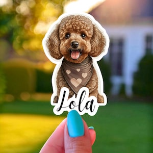 Adesivo fofo personalizado com nome mini poodle, adesivo de poodle toy, vinil fosco, adesivo para laptop, garrafa de água, adesivo para copo, adesivo para presente, decalque