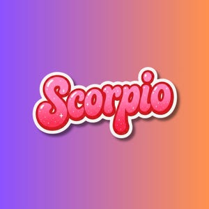Scorpio Sticker – Pink Bubble Letters Vinyl Decal, Y2K Retro Waterproof Laptop & Water Bottle