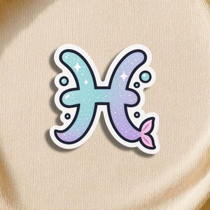 Pisces Zodiac Sticker Cute Vinyl Astrology Decal Matte Waterproof Horoscope Sticker for Laptop Water Bottle Planner Journal Gift Fun