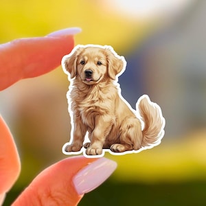 Cute Golden Retriever Puppy Sticker Kawaii Dog Portrait Vinyl Laptop Water Bottle