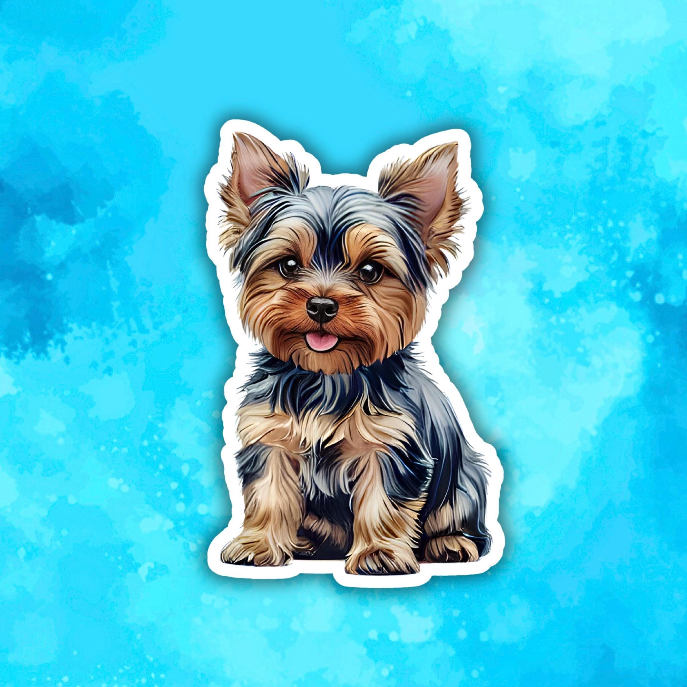 Yorki Sticker Transparent Yorkie Sticker Kawaii Puppy Vinyl Dog Portrait Decal for Laptop Water ...